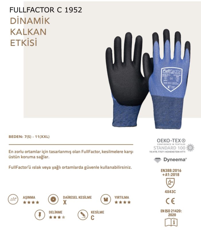 FullFactor C 1952 Kesilmeye Dayanıklı Eldiven XL Beden, No:10 - Görsel 2