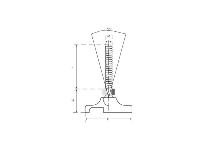 Polyamid Tabanlı Mafsallı Hafif Tip Makine Ayak  M10x50 Çap60 - Görsel 2